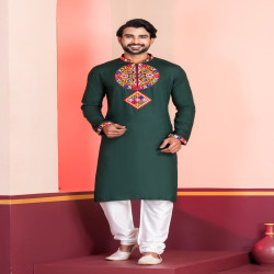 Navratri Special Men’s Embroidered Rayon Kurta Pajama Set